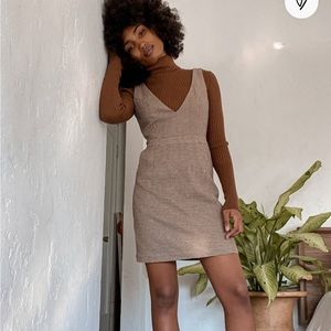 Lulu’s Here With You Brown Houndstooth Plaid V-Neck Mini Dress